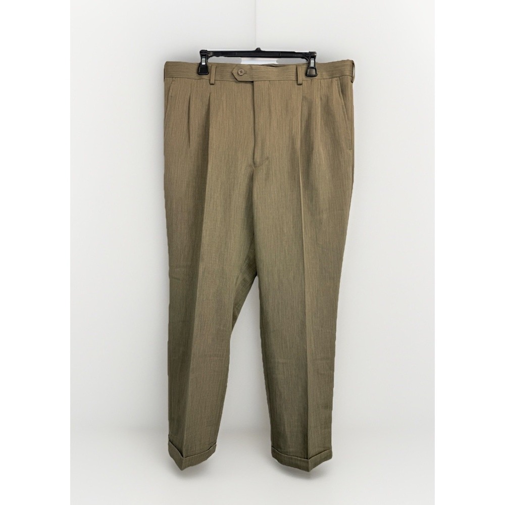 NEW Geoffrey Beene Banker's‎ Collection Mens Pleated Cuffed Trousers 38X30 Brown